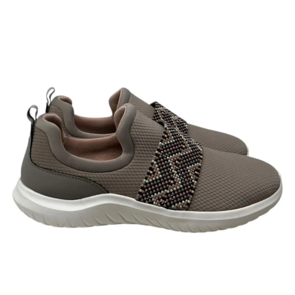 Clarks Shoes Women's Size 10 W Taupe Chevron Cloudsteppers Slip On